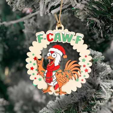 Imagem de Enfeites engraçados de frango F-Caw-F 2025, presentes de mordaça de elefante branco, exclusivos para presentes engraçados para amantes de galinhas, adultos, mulheres, amigos, enfeites de Natal de