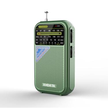 Imagem de XHDATA Rádio meteorológico D221 NOAA portátil AM FM receptor de rádio de ondas curtas, 2 pilhas AA, rádio transistor com excelente recepção para presente, família, idosos (verde)