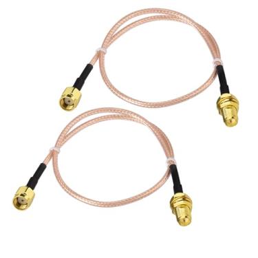 Imagem de SZSAUTO Cabo de extensão de antena WiFi 30 cm 30.5 cm (pacote com 2) anteparo RP-SMA macho para cabo fêmea RP-SMA para roteador WiFi, câmera IP, mini PCI Express PCIE, adaptador de placa de rede PCIE