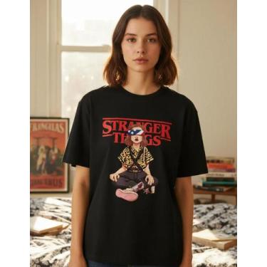 Imagem de Camiseta Stranger Things Unissex 100 Algodão - Sneko, Preto, G blusinh