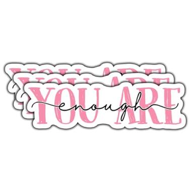 Imagem de (3 peças) Adesivo You are Enough frase motivacional positiva frase inspiradora adesivo de vinil à prova d'água para livros, laptops, telefone, garrafas de água, copo copo de vidro, decalques Kindle de