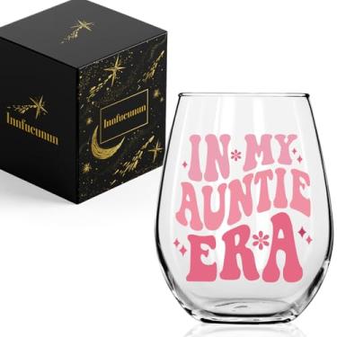 Imagem de Innfueunun In My Auntie Era taça de vinho presente de aniversário de Natal para tia, tia presentes de sobrinha, sobrinho - presentes de aniversário para tia, novas tias, tias para ser 425 g taça de