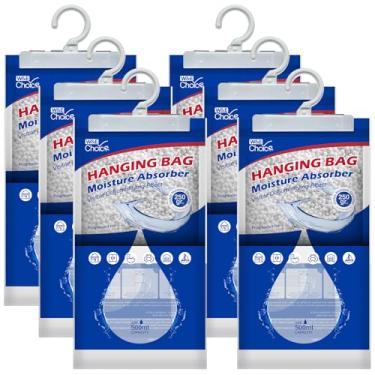 Imagem de W&E Choice Saco de suspensão para absorção de umidade para o seu armário, sacos de desumidificador para banheiro, pacotes de umidade sem fragrância, pacote com 6