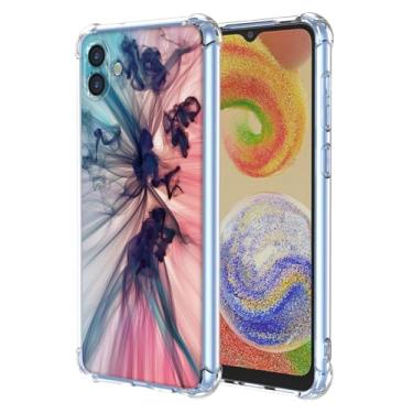 Imagem de WEIOUHR Capa para celular Galaxy A04 4G Samsung M13 5G transparente TPU macio, design de padrão abstrato, leve resistente a choques e arranhões, para Samsung Galaxy A04 4G (azul escuro rosa)