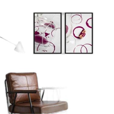 Imagem de Kit 2 Quadros Arte Vinho Tinto - Fotos 33X24Cm - Com Vidro