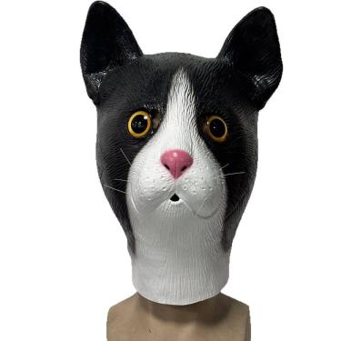 Imagem de Máscara de resina facial preta e branca para gatos para adultos e adolescentes