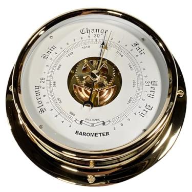 Imagem de Barômetro marítimo de aço inoxidável de 15 cm com design de relógio, ferramenta de monitoramento de pesca e clima