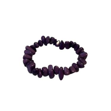 Imagem de Pulseira elástica natural de semente de tagua roxa, joia artesanal equatoriana, alternativa de marfim orgânico