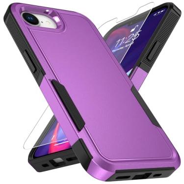 Imagem de Vinve Capa para iPhone 16e com protetor de tela HD, proteção contra quedas de grau militar de 3 m, capa de telefone antiderrapante, roxa