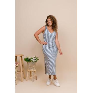 Imagem de Vestido listrado slim e plus size - Wesley Confecções, 46