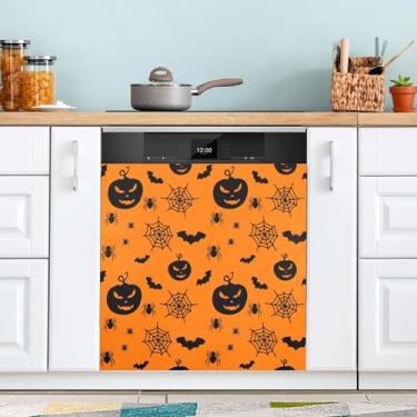 Imagem de ATTX Capa magnética de abóbora para lava-louças, 58,4 cm C x 66 cm A, decoração da capa da máquina de lavar louça, decalques de armário doméstico e eletrodomésticos adesivos #280