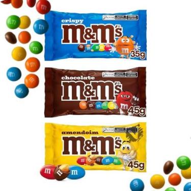 Imagem de Kit 3 Confeito M&M's Mars Combo MM Sabores Crispy Amendoim Chocolate