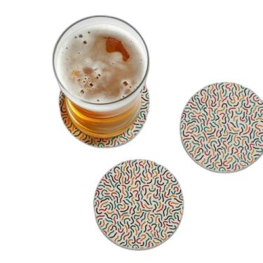 Imagem de Porta Copos Com Ilustração Personalizada Texturas De Mosaico Colorido - Tamanho 9x9 cm