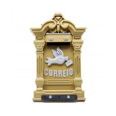 Imagem de Caixa de Correio de Parede Inox Moderna com Grade e Suporte para Cartas