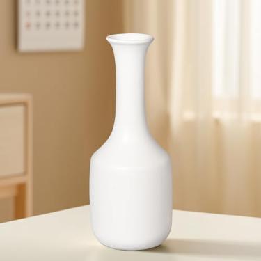 Imagem de Wancetang Vaso de cerâmica branca para flores - vasos decorativos de 28 cm de altura para decoração, vaso minimalista moderno para decoração de casa, peça central para mesa de jantar, entrada da sala