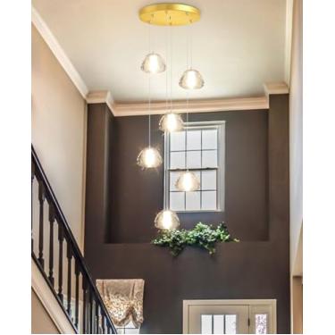 Imagem de Lustre de cristal moderno com 6 lâmpadas LED para entrada, sala de jantar, quarto, hall de entrada, escada e sala de estar (3000K).