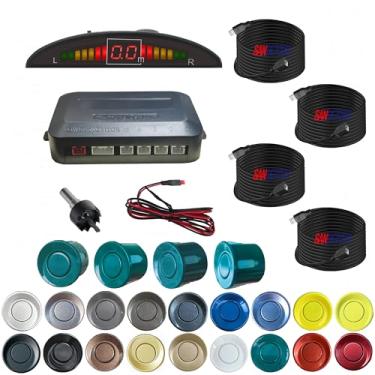 Imagem de SANDETOUN Kit de sensor de estacionamento kit de sensor de reserva sensor reverso para carro 18 opções de cores para sondas ajustável alarme volume profissional sensor de reversa para carro assistente
