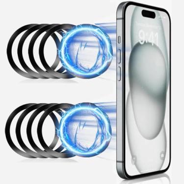 Imagem de 5 peças de anel magnético universal de placa de metal para celular carregador sem fio adesivo de suporte de telefone de carro adesivo ímã redondo, 5,5 cm (preto)