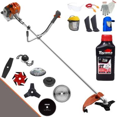 Imagem de Roçadeira Tekna RL520ACN-TK 2HP 52cc + Facas 2 Pontas, 3 Pontas, 6 Pontas, 40 Dentes, 80 Dentes, Trimmer, Carretel e Escova + EPI + ÓLEO TOYAMA 2T