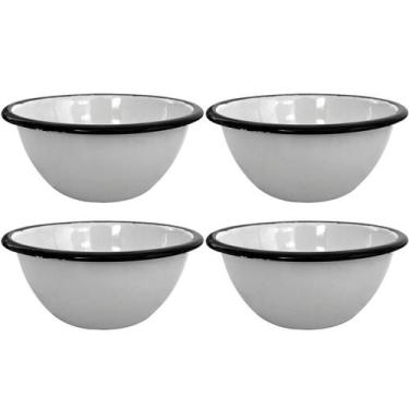 Imagem de Conjunto 4 Tigelas Esmaltadas Ágata 500ml Bowls para Servir Esmaltados