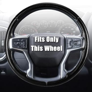 Imagem de Aimato Capa de volante personalizada para Chevy Silverado 1500 2019-2025/2500 3500 2020-2025/Blazer 2019-2025/Suburban Tahoe 2021-2024, fina, antiderrapante, resistente a arranhões para Chevrolet