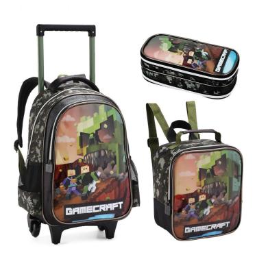 Imagem de Kit Mochila Rodinha Lancheira E Estojo Escolar Gamecraft-Unissex
