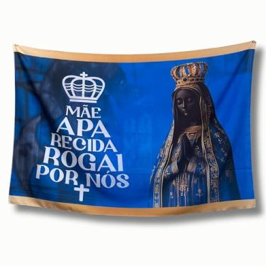 Imagem de Bandeira Decorativa Nossa Senhora Aparecida, Religiosa, Oxford Premium, Multicolorido, 150x100cm, Sublimação a Laser, Uso Interno e Externo