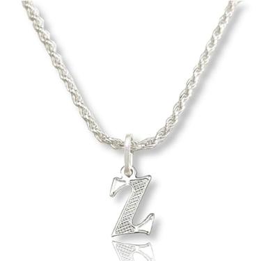 Imagem de Colar Cordão Baiano Prata Maciça 925 C/Pingente Letra (Z)