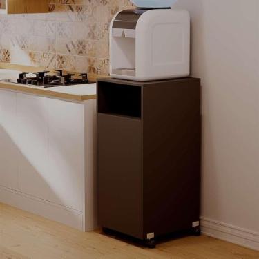 Imagem de Aparador Preto Esconde Botijão De Gás Com Rodízios