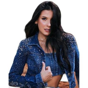 Imagem de JAQUETA JEANS CROPPED FEMININA COM BORDADO E APLICAÇÃO-Feminino