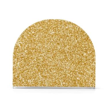 Imagem de Porta-guardanapos de acrílico com glitter dourado, porta-guardanapos descartáveis em forma de U, suporte vertical para guardanapos