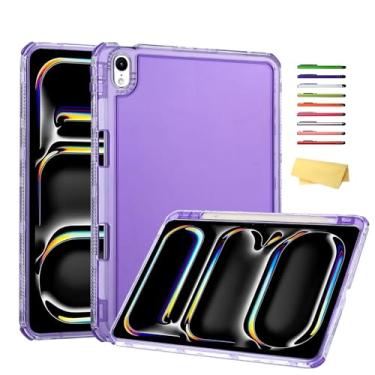 Imagem de Capa para iPad mini 7 A17 Pro 2024 e iPad mini 6 2021 (21.1 cm) com suporte para lápis, capa de TPU macio transparente / capa traseira rígida à prova de choque para iPad mini 7ª/6ª geração, roxo