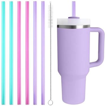 Imagem de Canudo de substituição compatível com Stanley Quencher copo de 1,134 g, 850 g, canudos reutilizáveis extralongos de 30,5 cm de plástico para copo de 1,134 g, pacote com 6