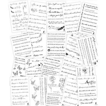 Imagem de 20 peças, suco de ervas, semipermanente, inspirador, frase inglesa, borboleta, minimalista, 7 a 14 dias, sem queda, não reflexivo, ombro, pescoço, costas, coxa, corpo, tatuagem, adesivo temporário