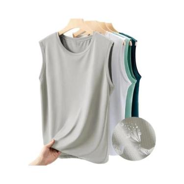 Imagem de Camiseta Regata Masculina De Cor Sólida Respirável Com Decote Redondo 