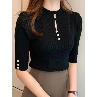Imagem de Suéter De Malha Feminino De Manga Curta Primavera Outono Moda Coreana 