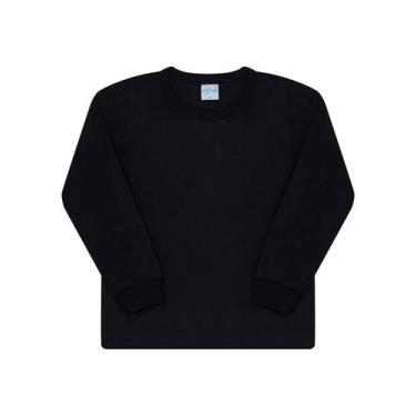 Imagem de Camiseta Manga Longa Infanto Juvenil Masculina Algodão - Aymee, Preto,