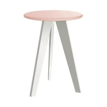 Imagem de Mesa de Canto Prince com Pés Branco - Reller Móveis, Rosa Fosco