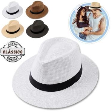 Imagem de Chapéu Panamá Aba Larga Moda Casual Palha Clássico Praia Verão Masculi