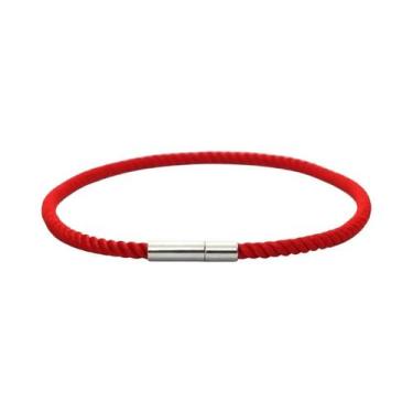 Imagem de Pulseira De Corda Vermelha Masculina 3mm Em Aço Inoxidável Fina Para E