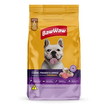 Imagem de Ração Baw Waw para cães adultos raças pequenas sabor Carne, Frango e Arroz - 2.4kg