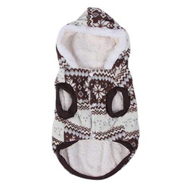 Imagem de Ainoli inverno pet algodão bonito floco de neve roupas traje manter quente design com capuz para cão gato (Tamanho 12)