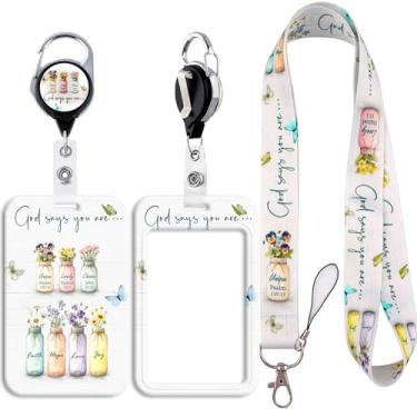 Imagem de Cordão com porta-crachá de identidade, clipe retrátil para crachá de identificação, chaveiro para chaveiro, mulheres, meninas, escola, professora, enfermeira, trabalho