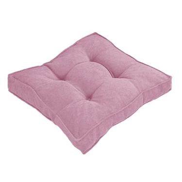 Imagem de Almofada Assento para Cadeira Futton (Kit 1/2/4) – Polialgodão Respirável 8cm de Altura, Almofada de Chão Quadrada Estilo Turca para Cozinha, Jantar e Escritório(Purple,40x40cm 1pc)