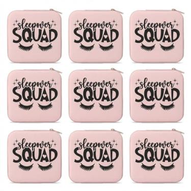 Imagem de Tondiamo 6 peças de artigos de festa do pijama de spa para mulheres, presente do pijama, estojo de joias rosa esquadrão a granel, coisas para festa do pijama, pequena caixa de suporte de joias