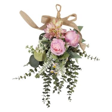 Imagem de IEUDNS Guirlanda de flores artificiais em formato de lágrima, ideal para decoração de casamentos, aniversários, inaugurações de casa e festas em, Roxo