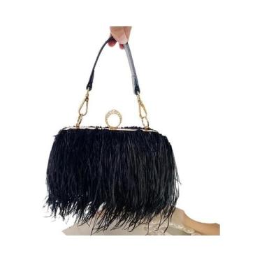 Imagem de Bolsa De Mão De Luxo Com Plumas De Avestruz Para Noite, Clutch Para Ca