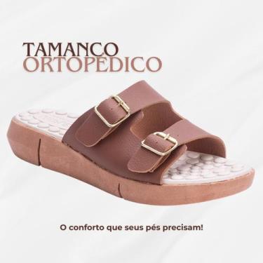 Imagem de Sandalia Feminina Ortopédica Chinelo Confortável Massageador Para Espo
