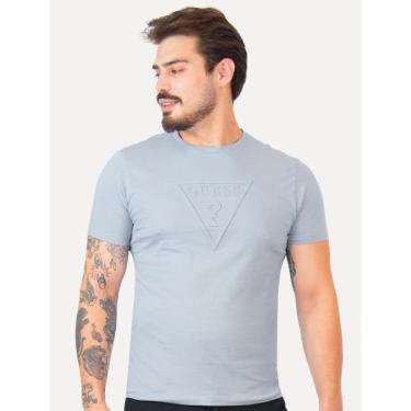 Imagem de Camiseta Guess Masculina Embossed Logo Azul Claro-Masculino