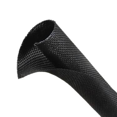 Imagem de Tubo de tear de fio automotivo, protetores de cabo trançado dividido de animais de estimação que não mastigam, gerenciamento de cabos flexíveis para TV/computador/fios elétricos (preto, 5/40.6 cm-3 m)